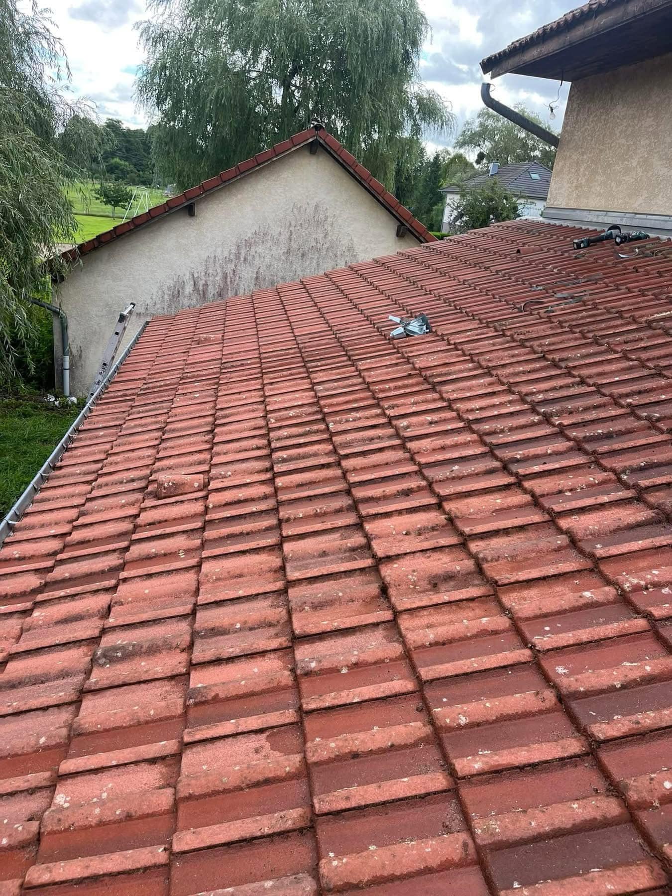 Nettoyage de la mousse sur le toit